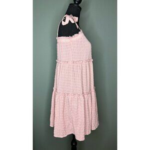 SHEIN Women's XS Prairie Cottage Ruffled Shirred Tiered Tie-Up Ribbon Dress